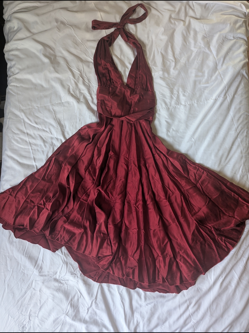 Halter Neck Burgundy Women’s Dress